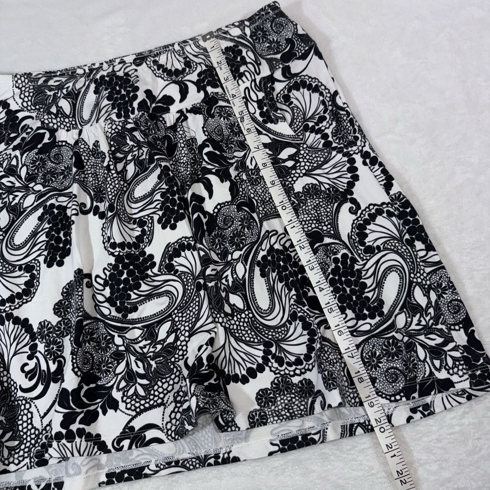 Title Nine Paisley Skirt Pull On Black White Women's L Cotton Blend Pockets - Picture 6 of 6